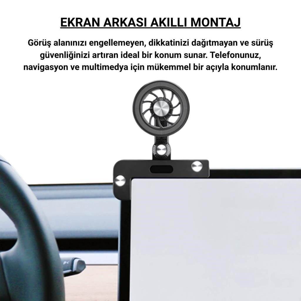 Polham Tesla Model Y, Model S, Model X, Model 3 Ekranı İle Uyumlu Manyetik Telefon Tutucu, Titremez Sarsılmaz