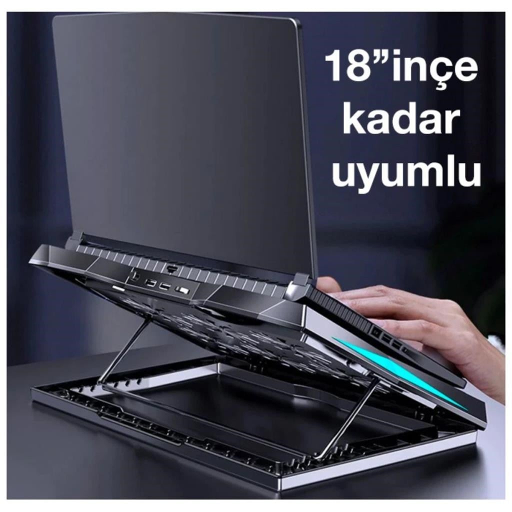 Polham Ultra Sessiz 6 Fanlı Gaming Laptop Soğutucu, Süper Soğutucu Led Işıklı Dayanıklı Laptop Standı
