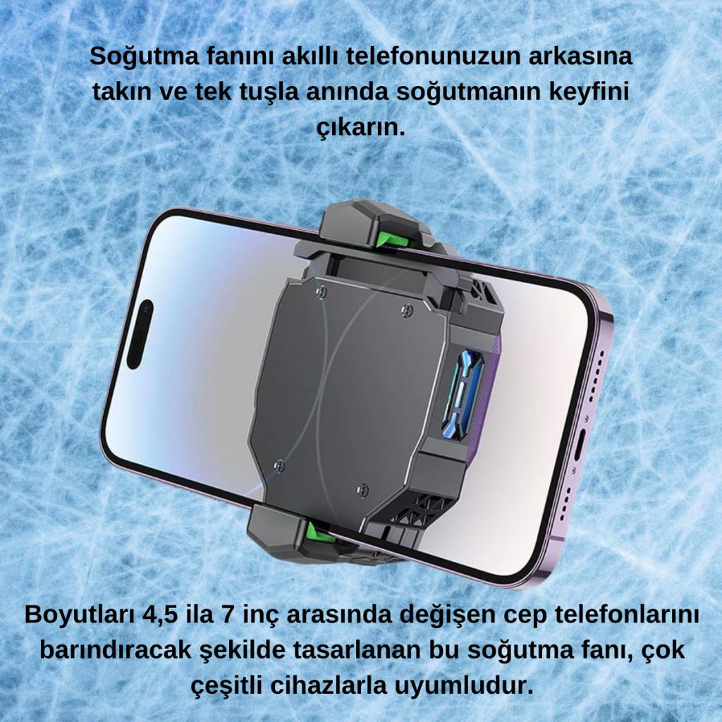 Polham Universal Işıklı Radyatörlü SüperCool Oyuncular için Telefon Soğutma Fanı, Kompakt Soğutucu