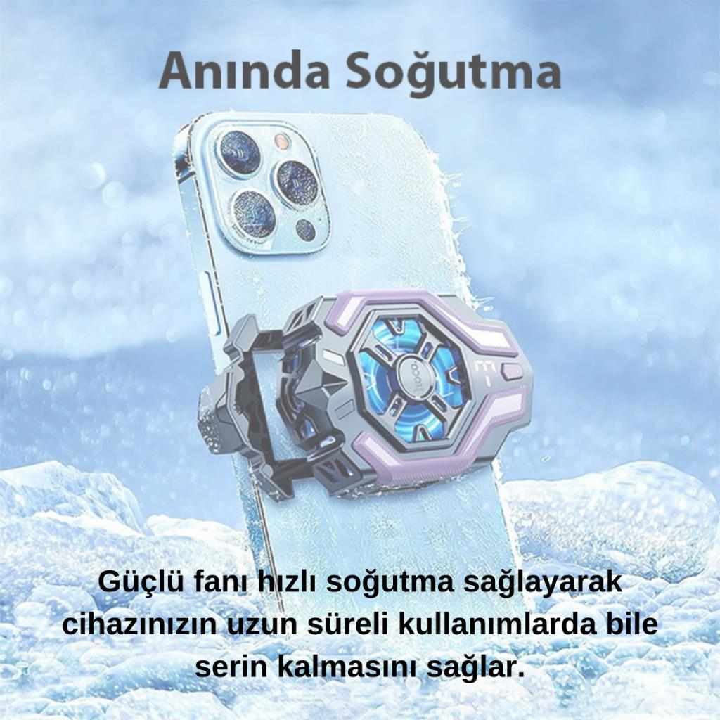 Polham Universal Işıklı Radyatörlü SüperCool Oyuncular için Telefon Soğutma Fanı, Kompakt Soğutucu