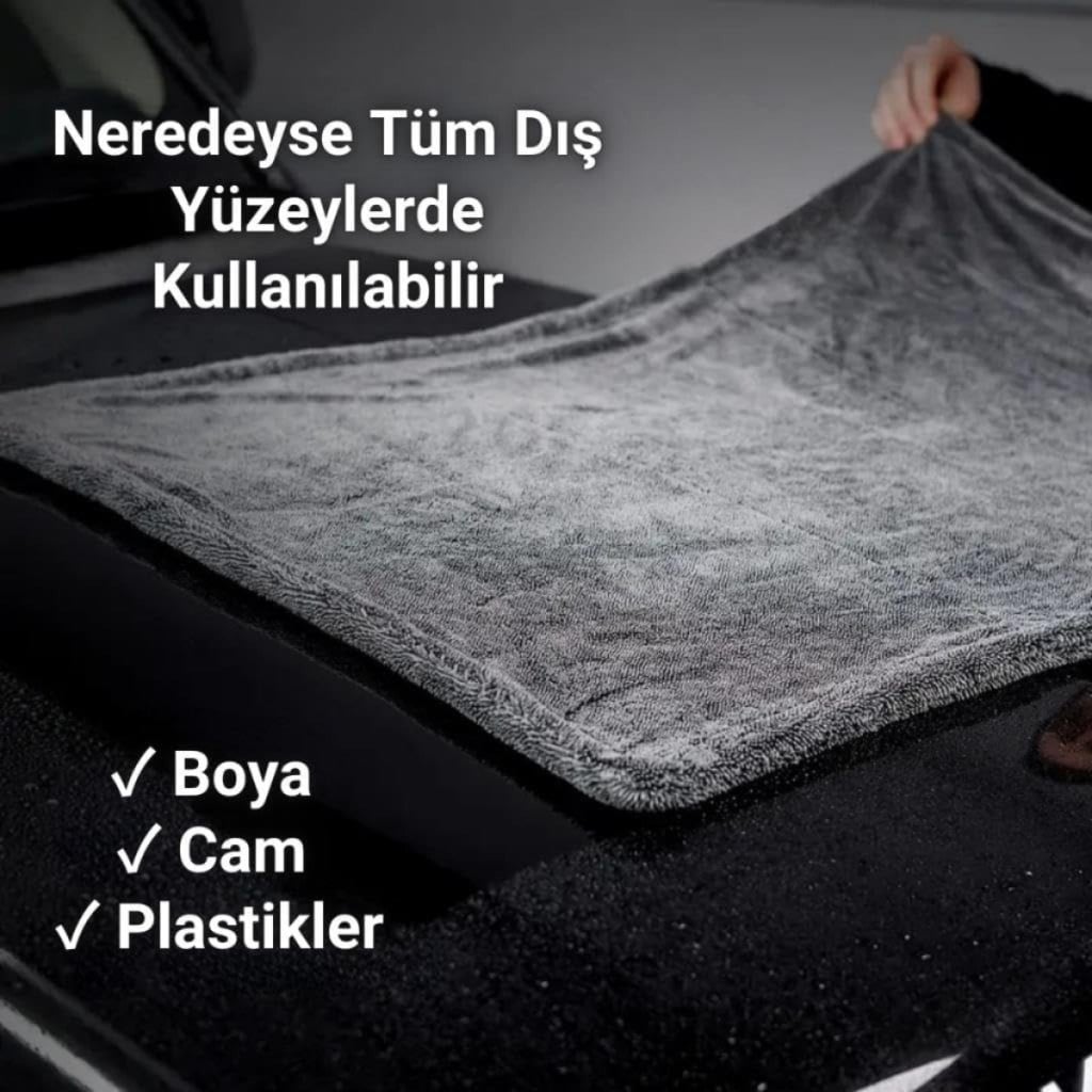 Polham XL 60X90CM 1200GSM Süper Su Emici Özellikli Mikrofiber Araç Kurulama Havlusu, Çizik ve İz Bırakmaz Bez