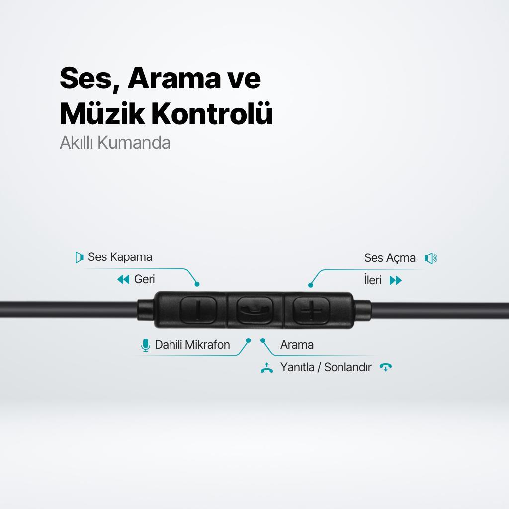 Ttec Hd Mikrofonlu Kulakiçi Kablolu Type-c Kulaklık, Kumanda Kontrollü Stereo Sesli Kulaklık