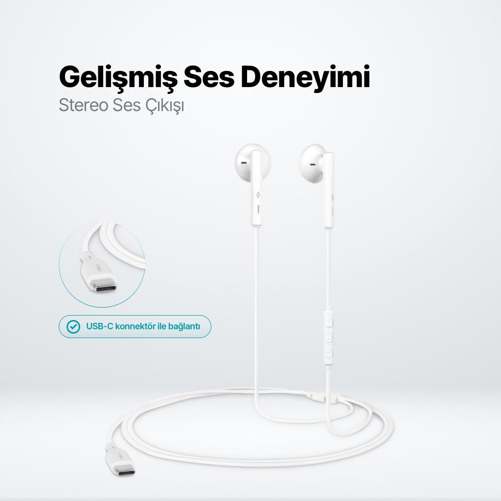 Ttec Hd Mikrofonlu Kulakiçi Kablolu Type-c Kulaklık, Kumanda Kontrollü Stereo Sesli Kulaklık