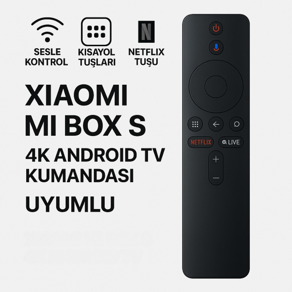 Xiaomi Mi Box S 4K Android TV Kumandası, Mi Boxs S 4k Uzaktan Kumanda Bluetooth Özellikli