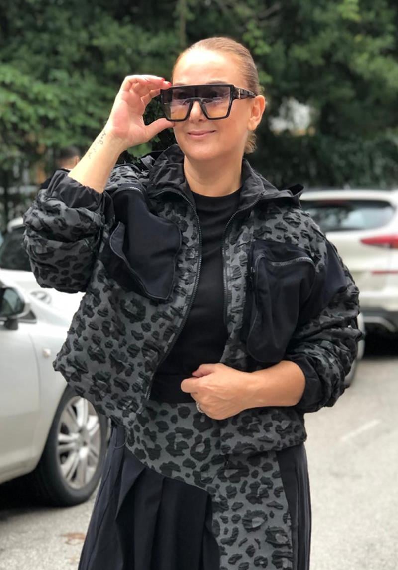 Leopar Baskılı Tasarım Ceket
