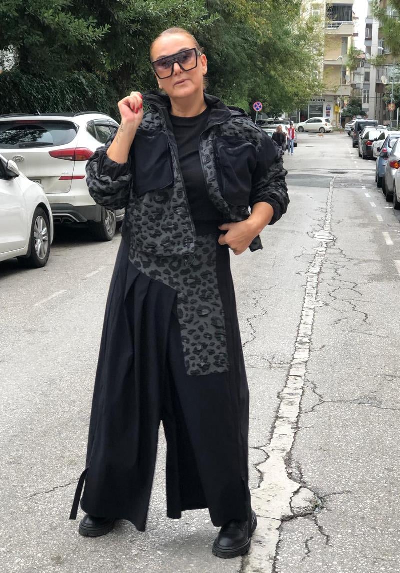 Leopar Baskılı Tasarım Ceket