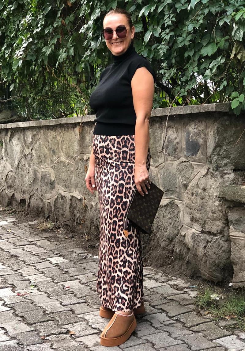 Midi Boy Leopar Çan Etek