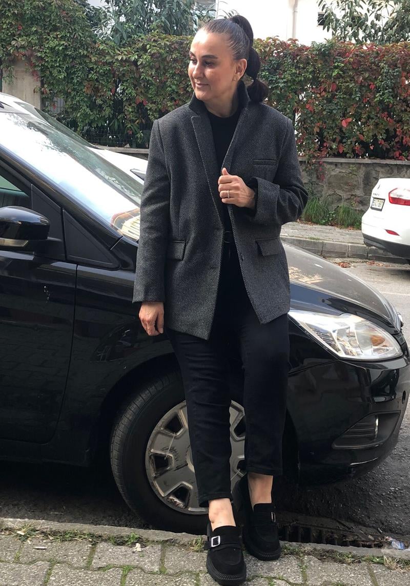 Oversize Kaşe Siyah Ceket