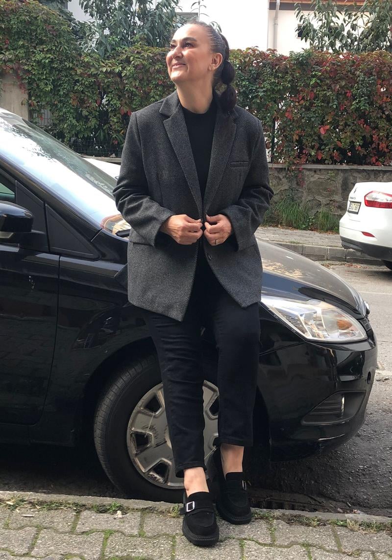 Oversize Kaşe Siyah Ceket