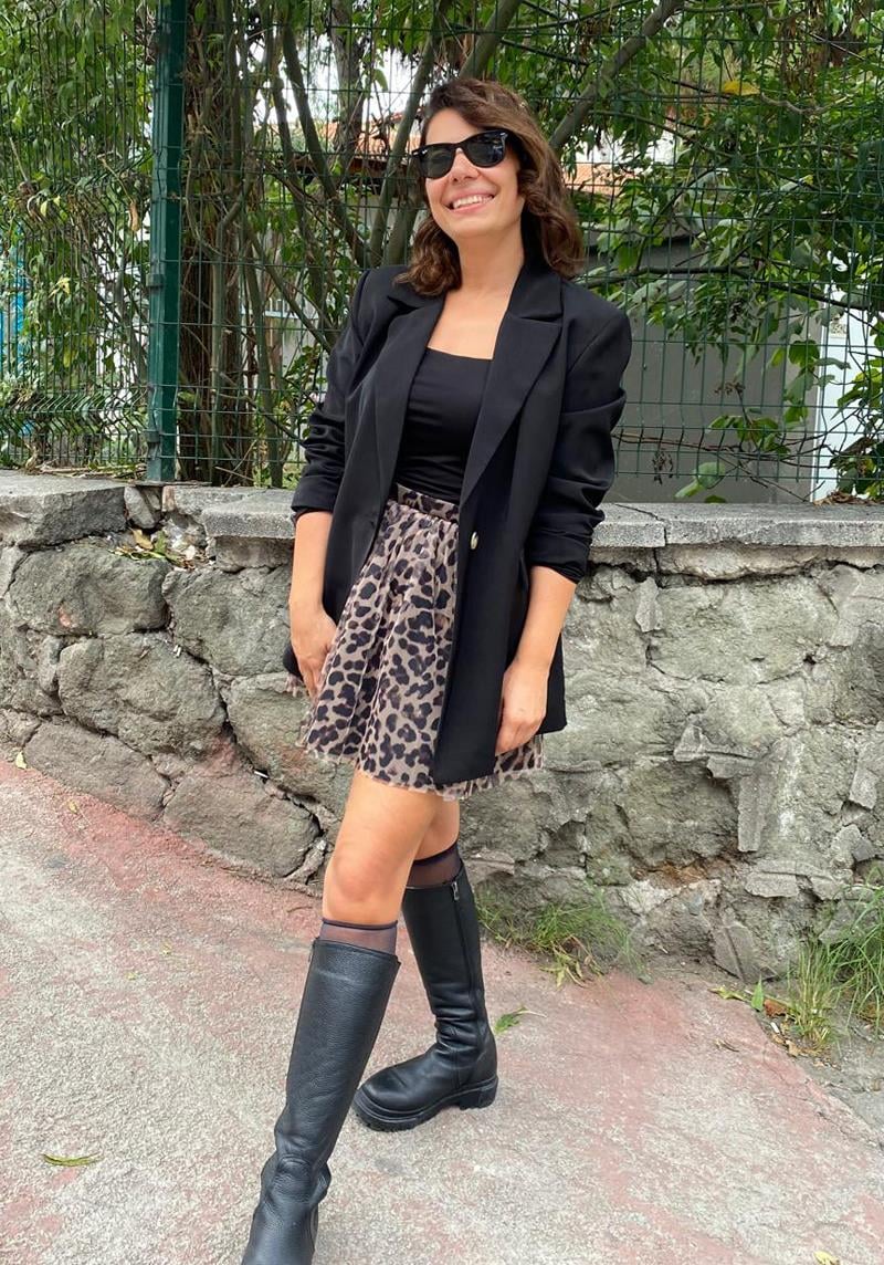 Tek Düğme Oversize Kalıp Siyah Ceket