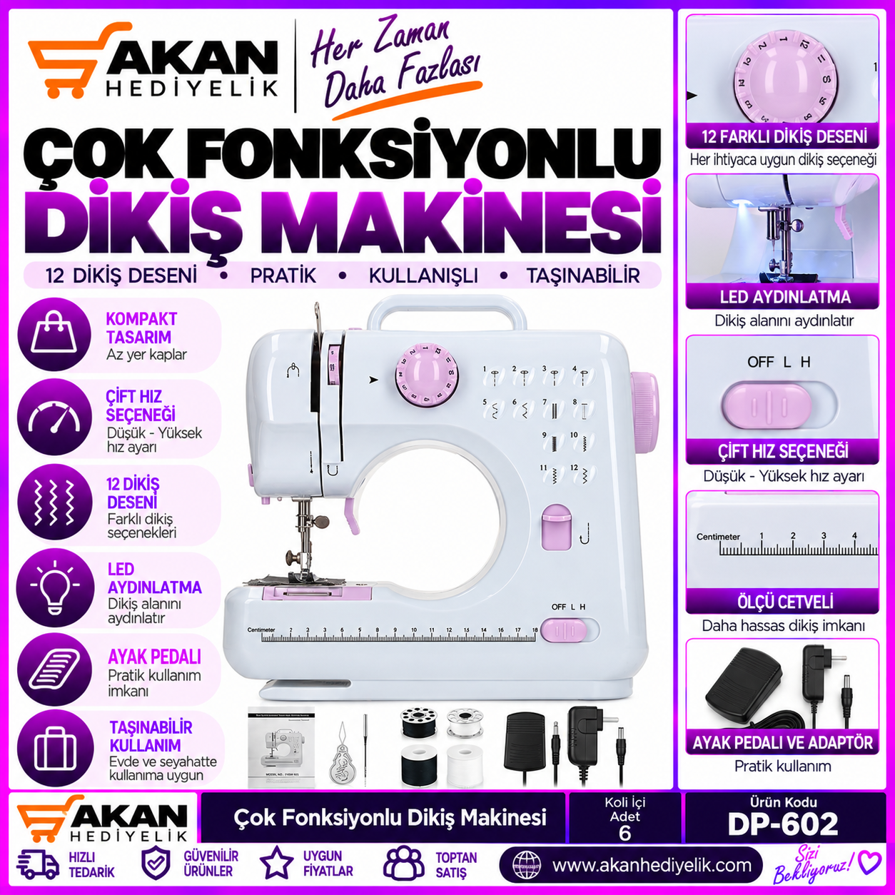 Çok Fonksiyonlu Mini Dikiş Makinesi