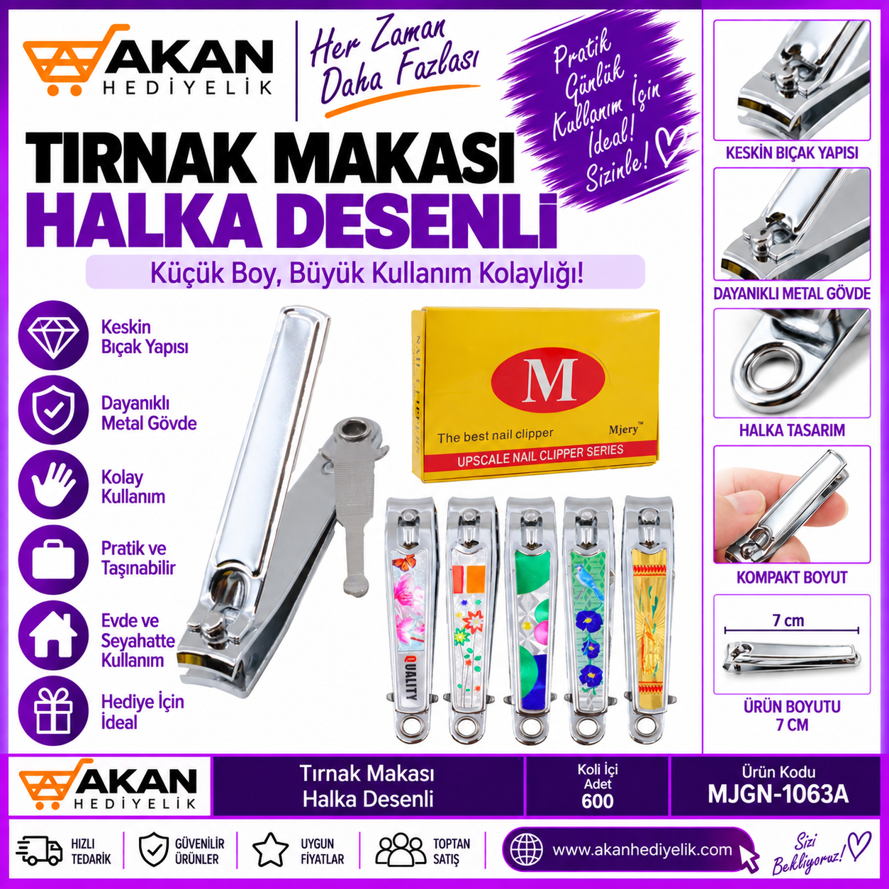 Halka Desenli Profesyonel Tırnak Makası 7CM