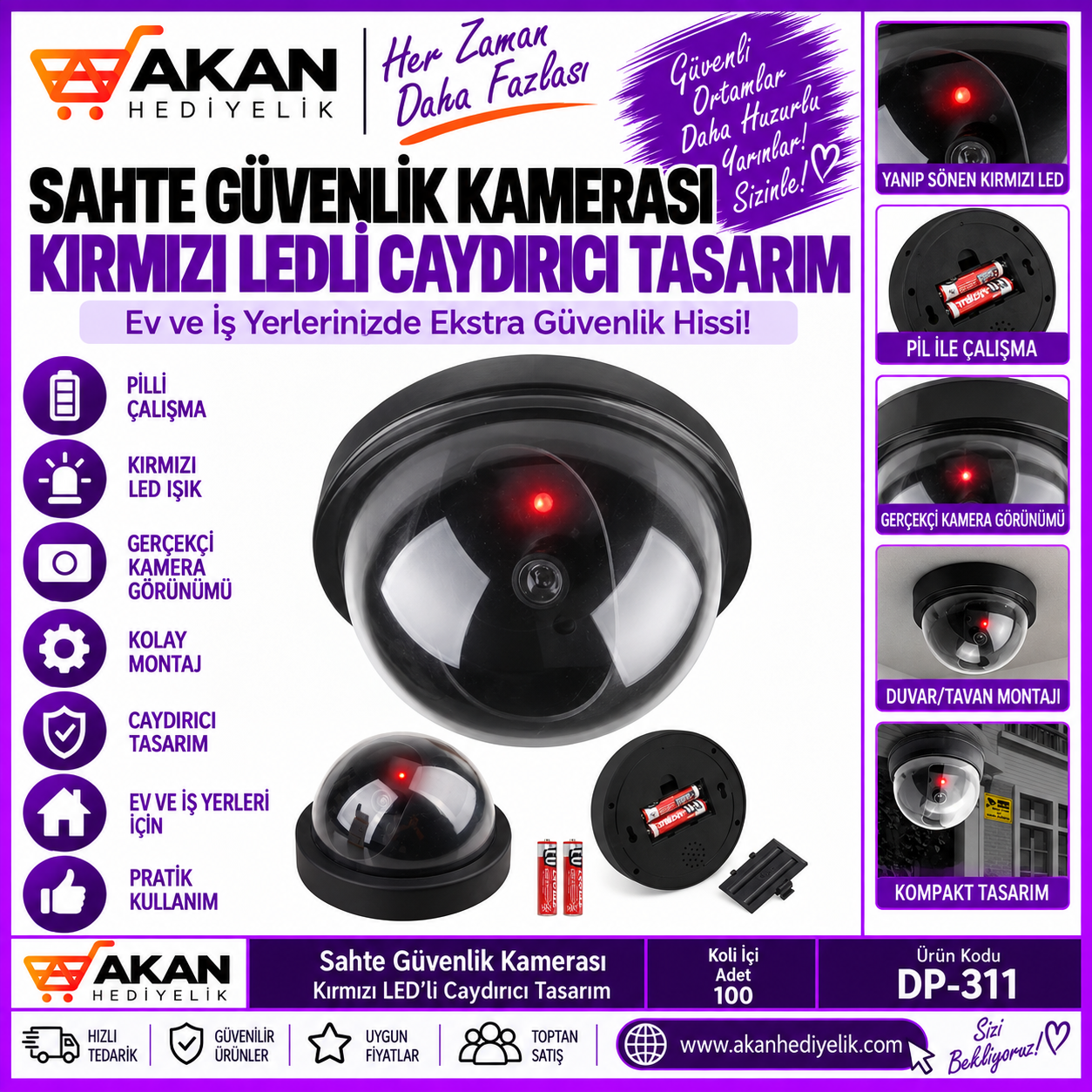 SAHTE KAMERA KIRMIZI LED PİLLİ