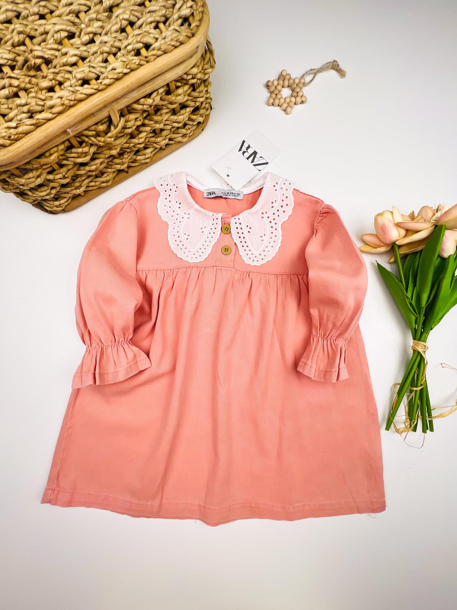Zara-Fisto Yakalı Keten Elbise