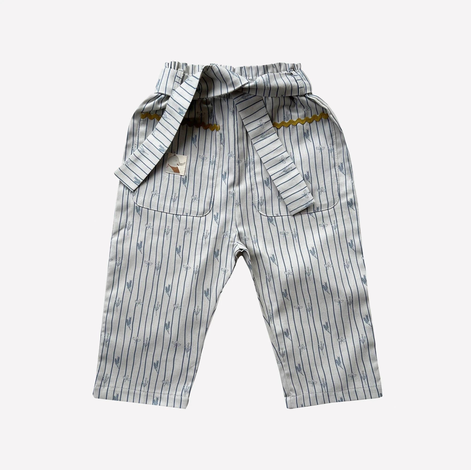 Auntie Me Organik 'Stripes & Herbs' Bağlamalı Pazen Pantolon