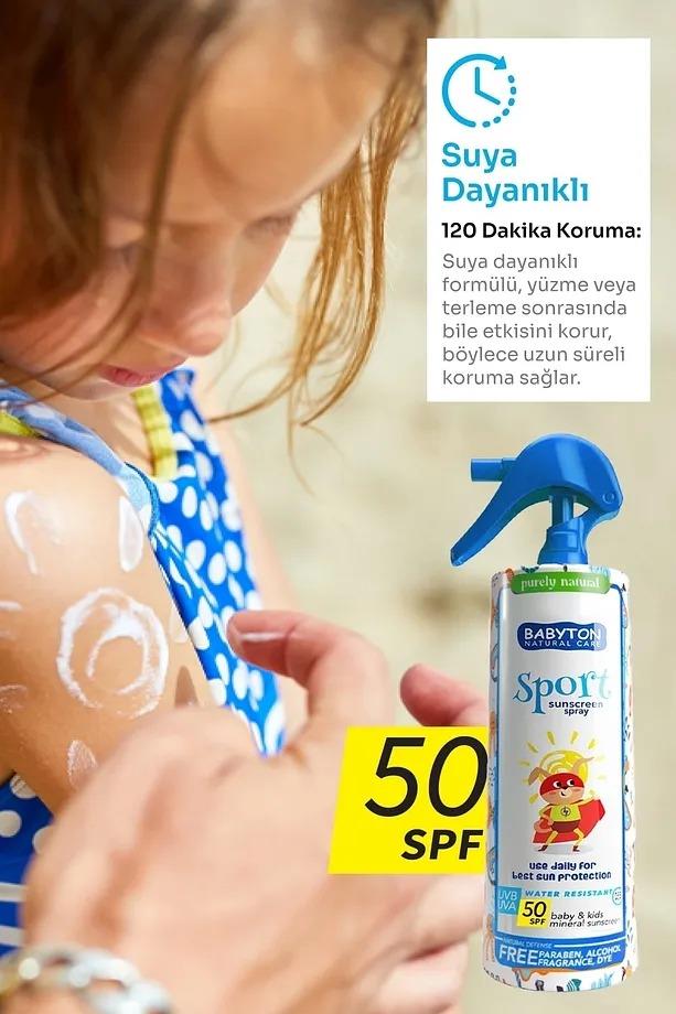 Babyton-Suya Dayanıklı Güneş Koruyucu Sprey 50 SPF-200ml