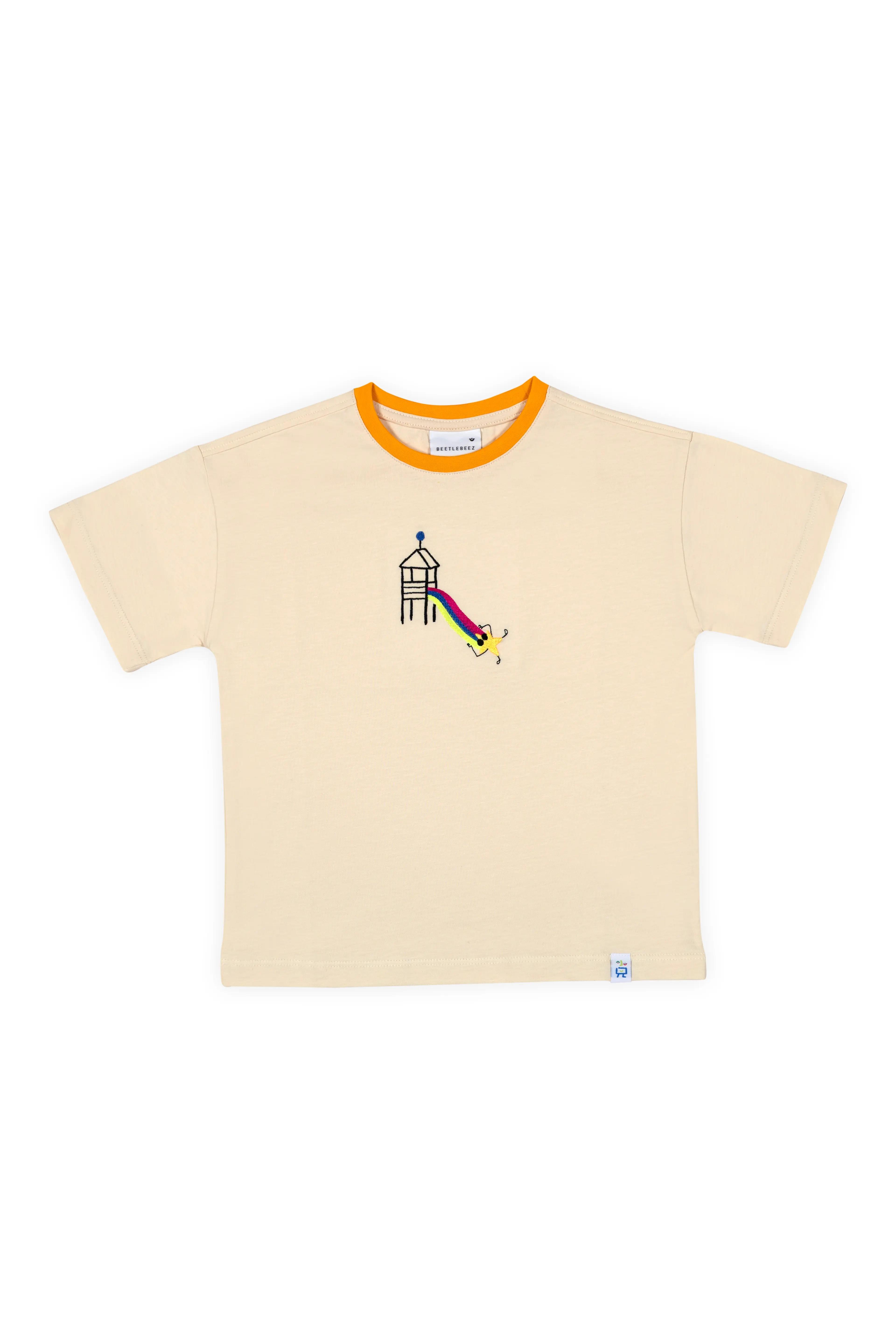 BeetleBeez-Playful Star Oversize T-Shirt-Ecru