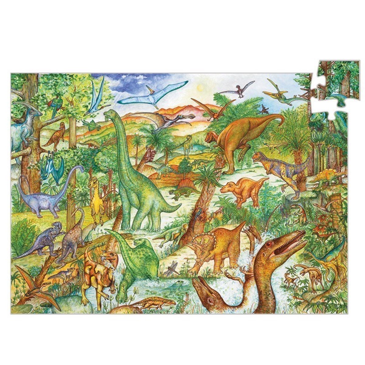 Djeco Dev Puzzle 100 Parça-Dinosaurs