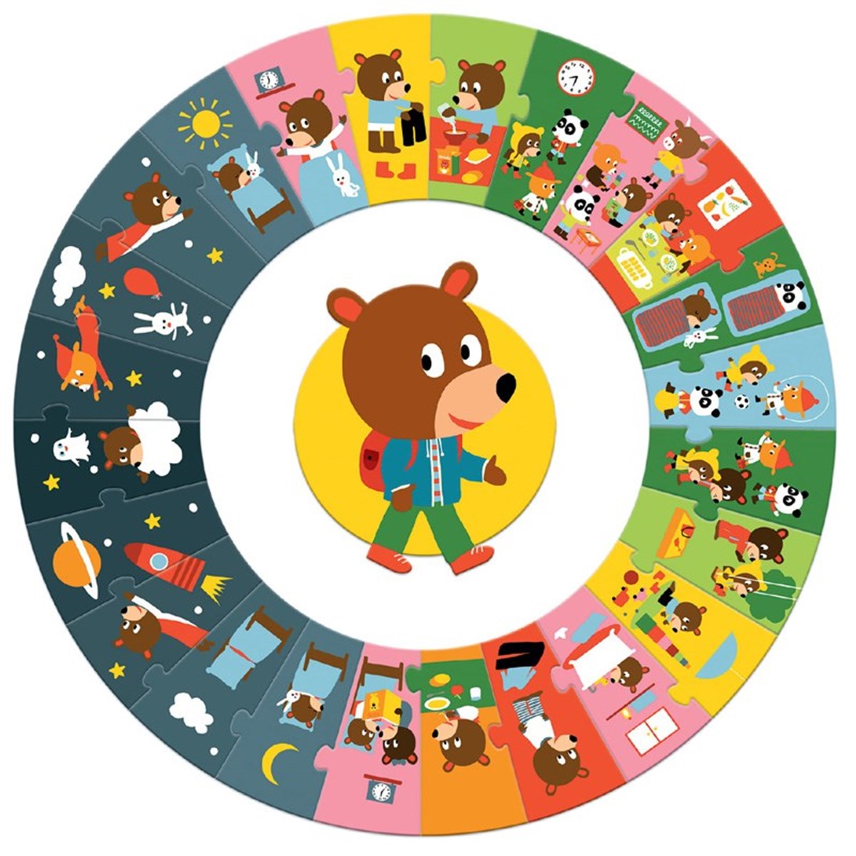 Djeco Yuvarlak Puzzle 24 Parça-Bir Gün