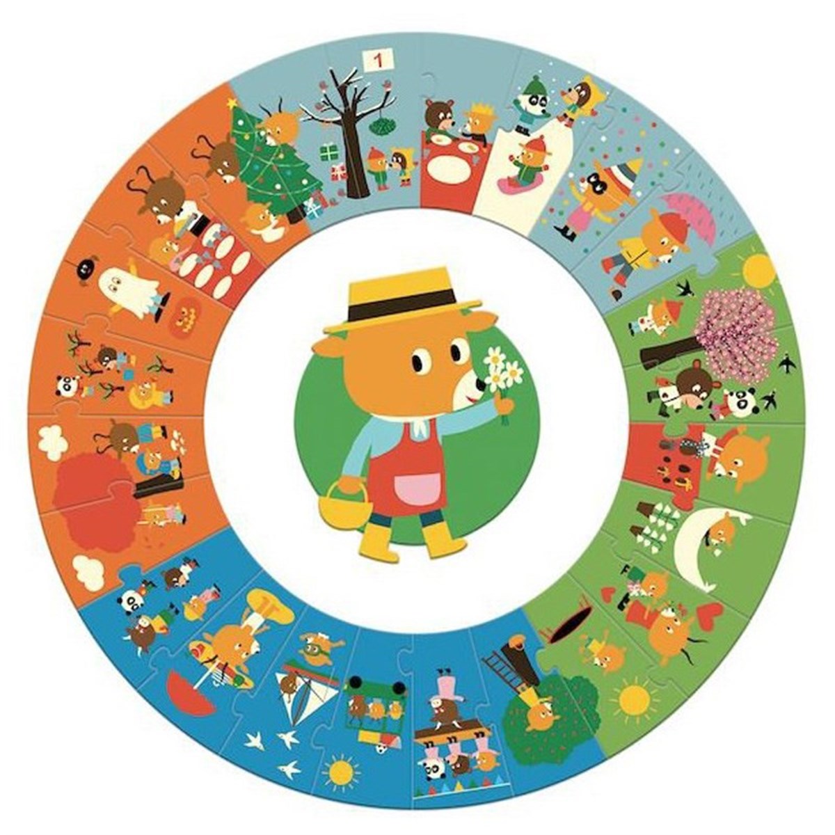 Djeco Yuvarlak Puzzle 24 Parça-Bir Yıl