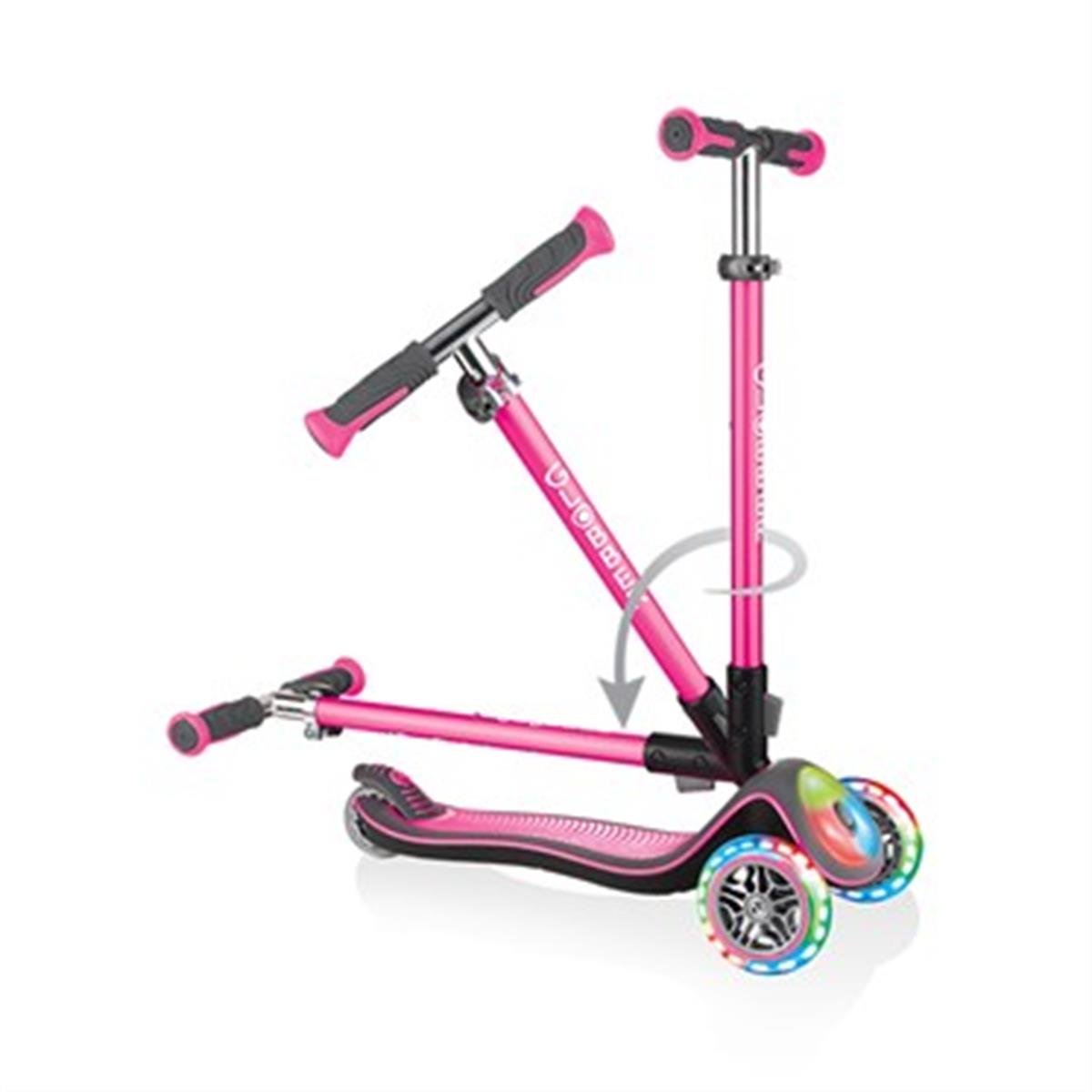 Globber Elite  Deluxe Flash Full Işıklı Scooter-Pembe