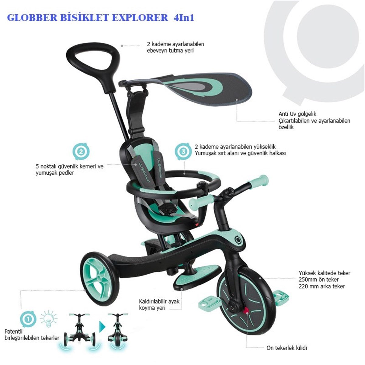 Globber Explorer 4 in 1 Bisiklet-Mavi