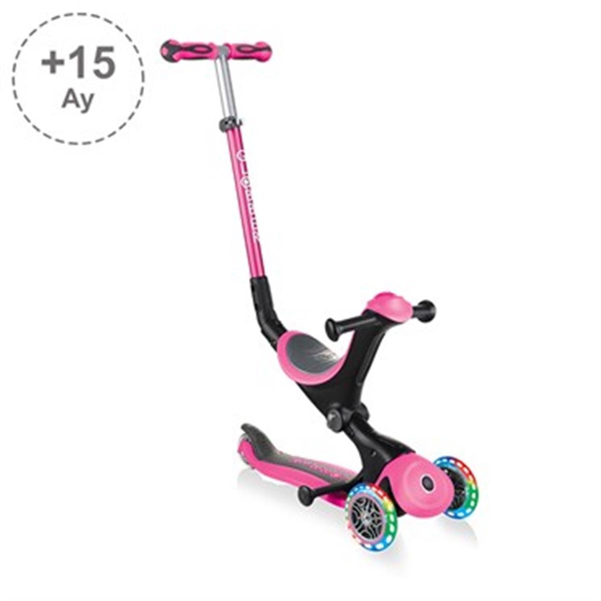 Globber Go Up Deluxe Işıklı Scooter-Pembe