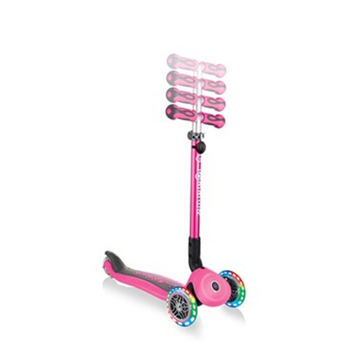 Globber Go Up Deluxe Işıklı Scooter-Pembe