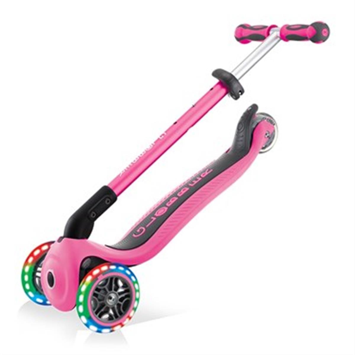 Globber Go Up Deluxe Işıklı Scooter-Pembe