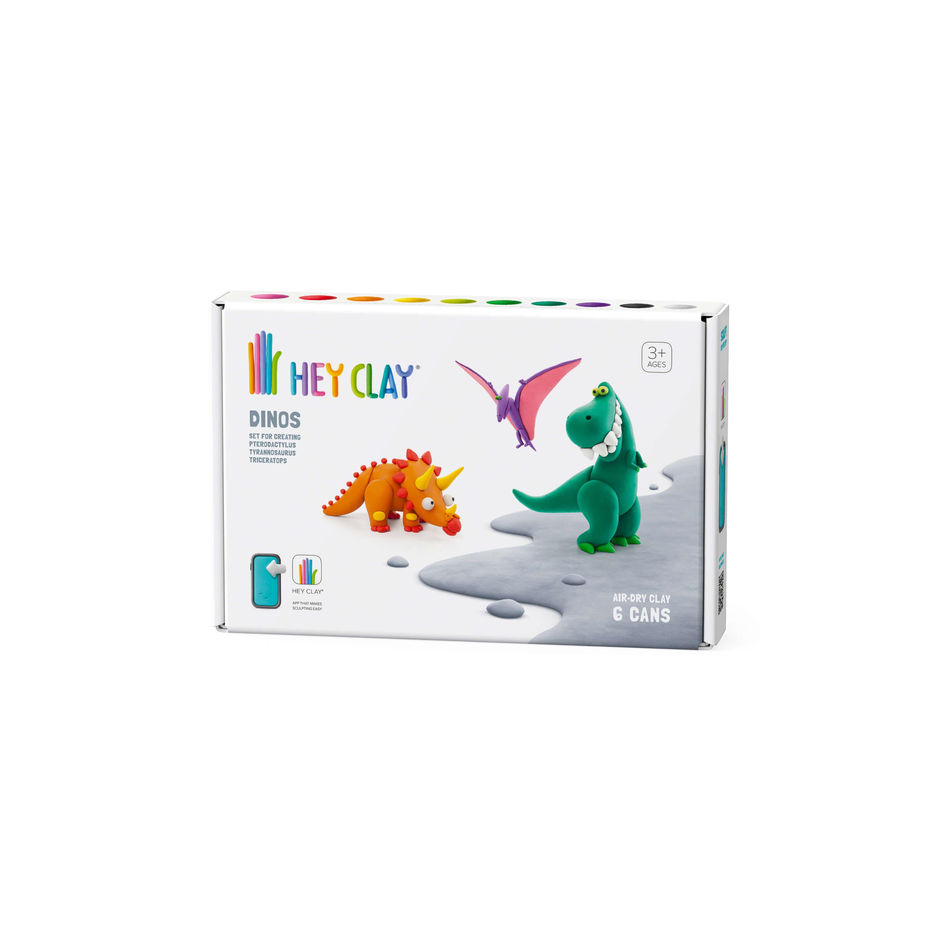 Hey Clay-Hava ile Kuruyan Kil (6'lı)- Dinozorlar(Stegosaurus, Pachycephalosaurus, Brachiosaurus)