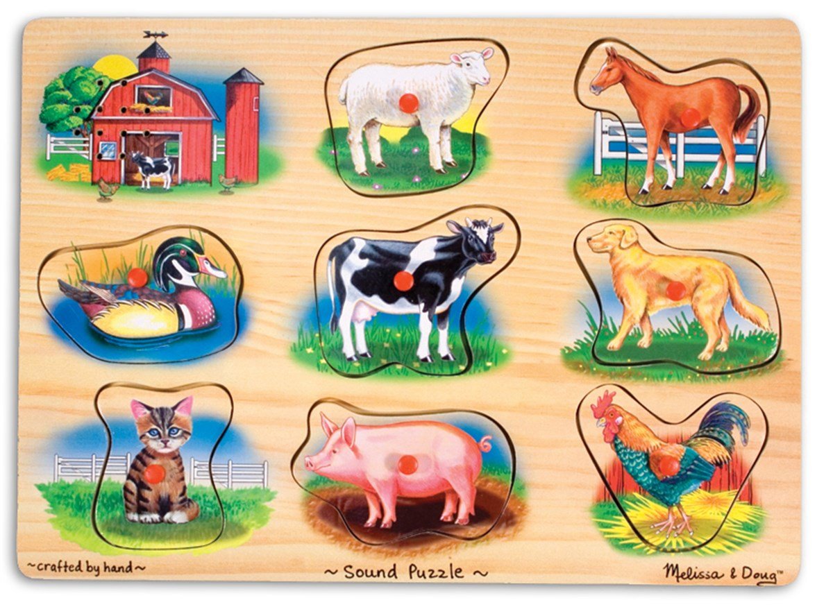 Melissa Doug-Ahşap Sesli Puzzle-Çiftlik Hayvanları