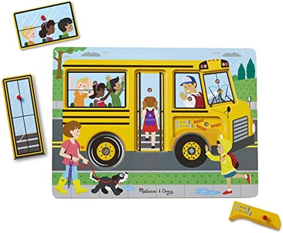 Melissa Doug-Ahşap Sesli Puzzle-The Wheels on the Bus