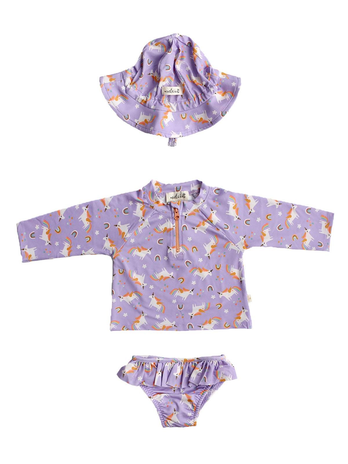 Mielakids Uzun Kollu Mayo Set-Rainbow Unicorn Lilac
