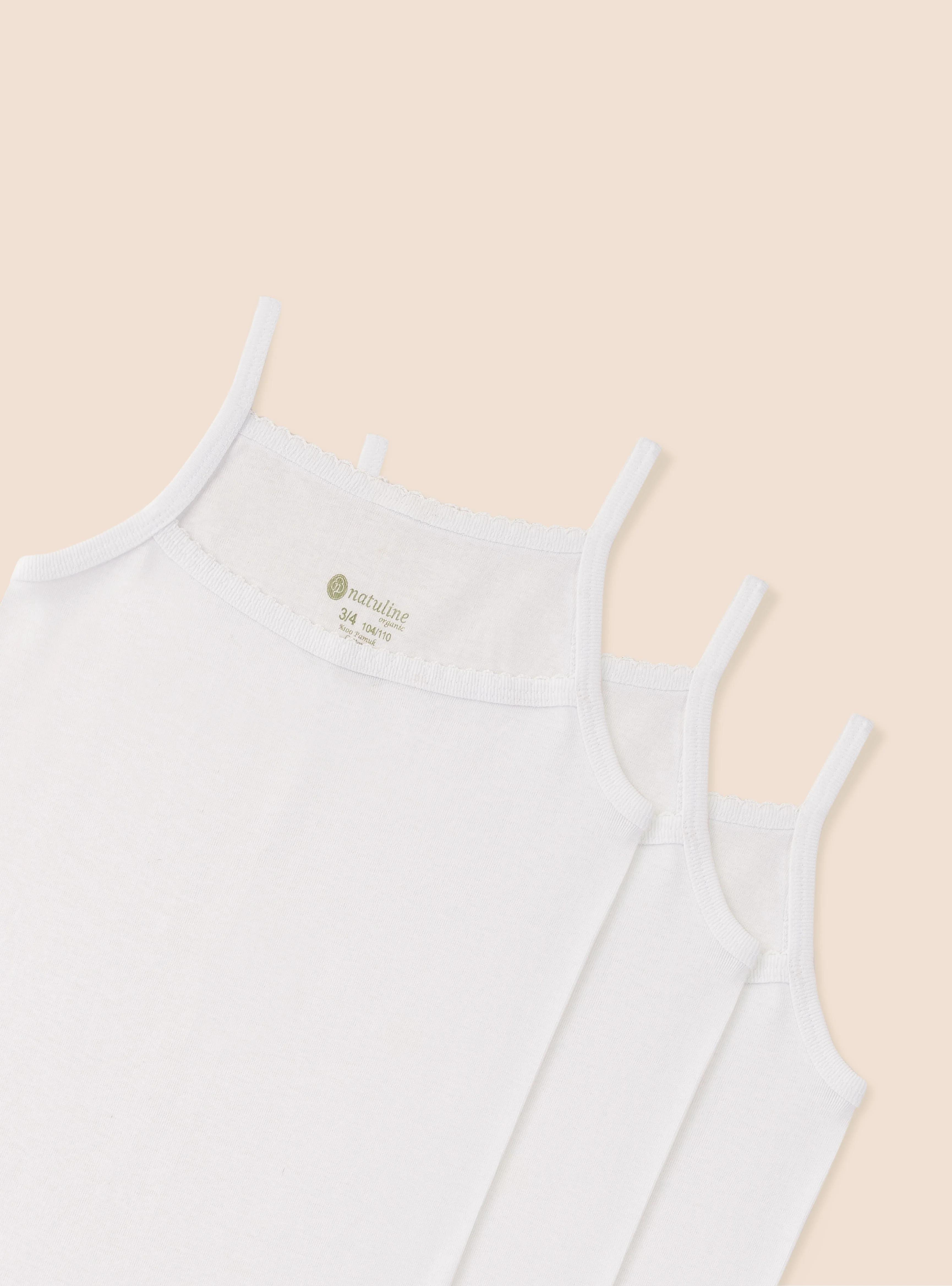 Natuline-Kız Çocuk Organik Pamuk Ribana İp Askılı Atlet-3'lü Paket