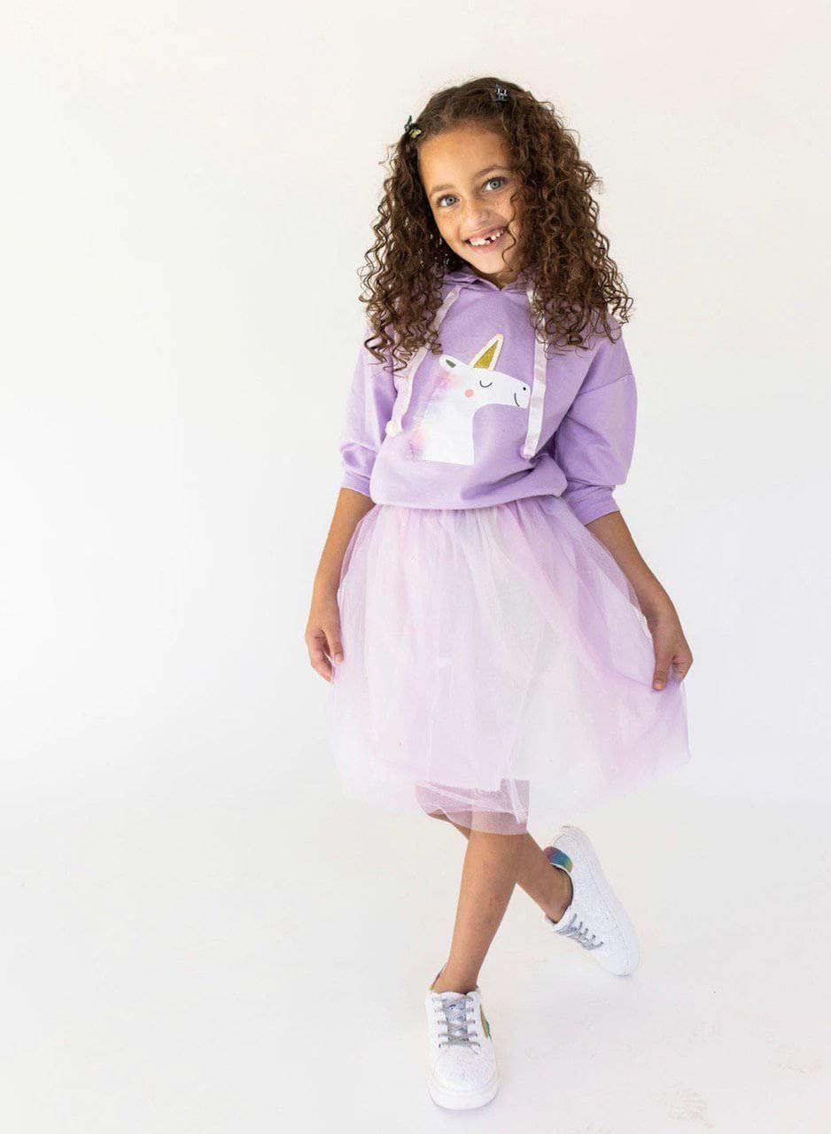 Petityu-Lavender Hoodie Unciorn Tütü Set
