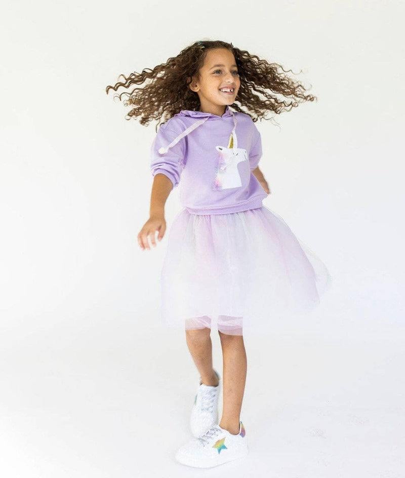 Petityu-Lavender Hoodie Unciorn Tütü Set