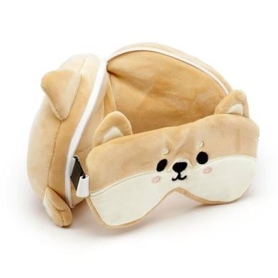 Relaxeazzz Seyahat Yastığı ve Göz Maskesi-Shiba Inu Dog