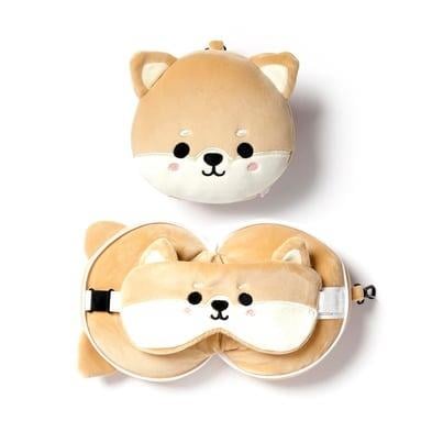 Relaxeazzz Seyahat Yastığı ve Göz Maskesi-Shiba Inu Dog
