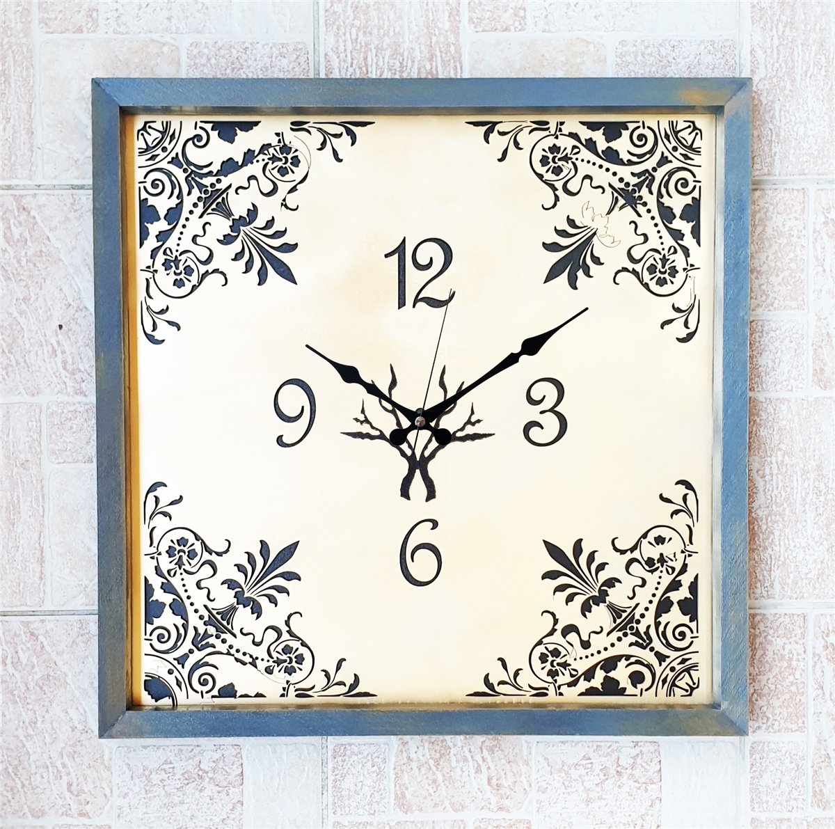 Markakanvas Ahşap  Eskitme Duvar Saati 50x50cm