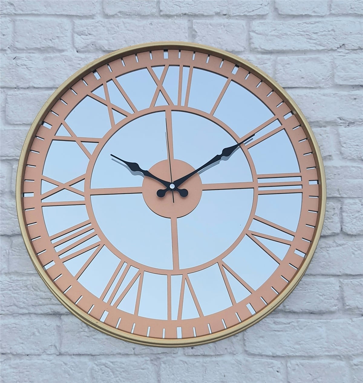 Markakanvas Altın (GOLD) Renk Metal Kasalı Aynalı Duvar Saati Çap 40 cm - Çap 50 cm