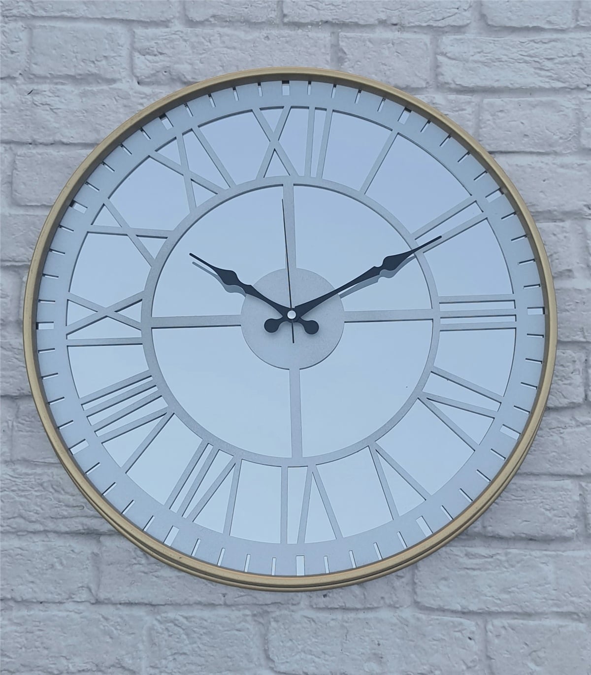 Markakanvas Altın (GOLD) Renk Metal Kasalı Aynalı Duvar Saati Çap 40 cm - Çap 50 cm