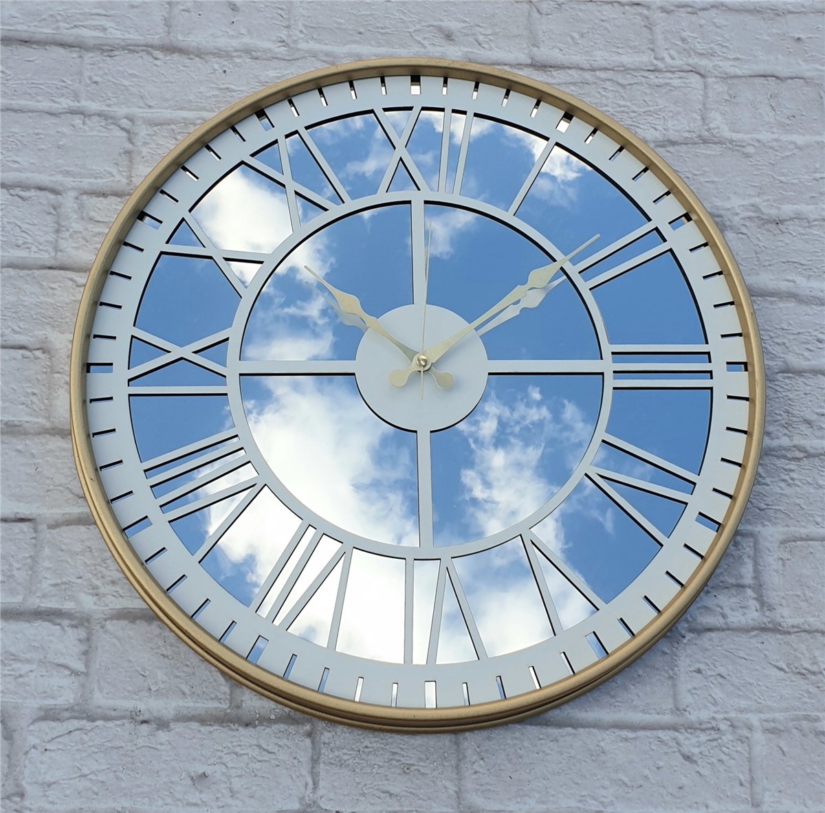 Markakanvas Altın (GOLD) Renk Metal Kasalı Aynalı Duvar Saati Çap 40 cm - Çap 50 cm