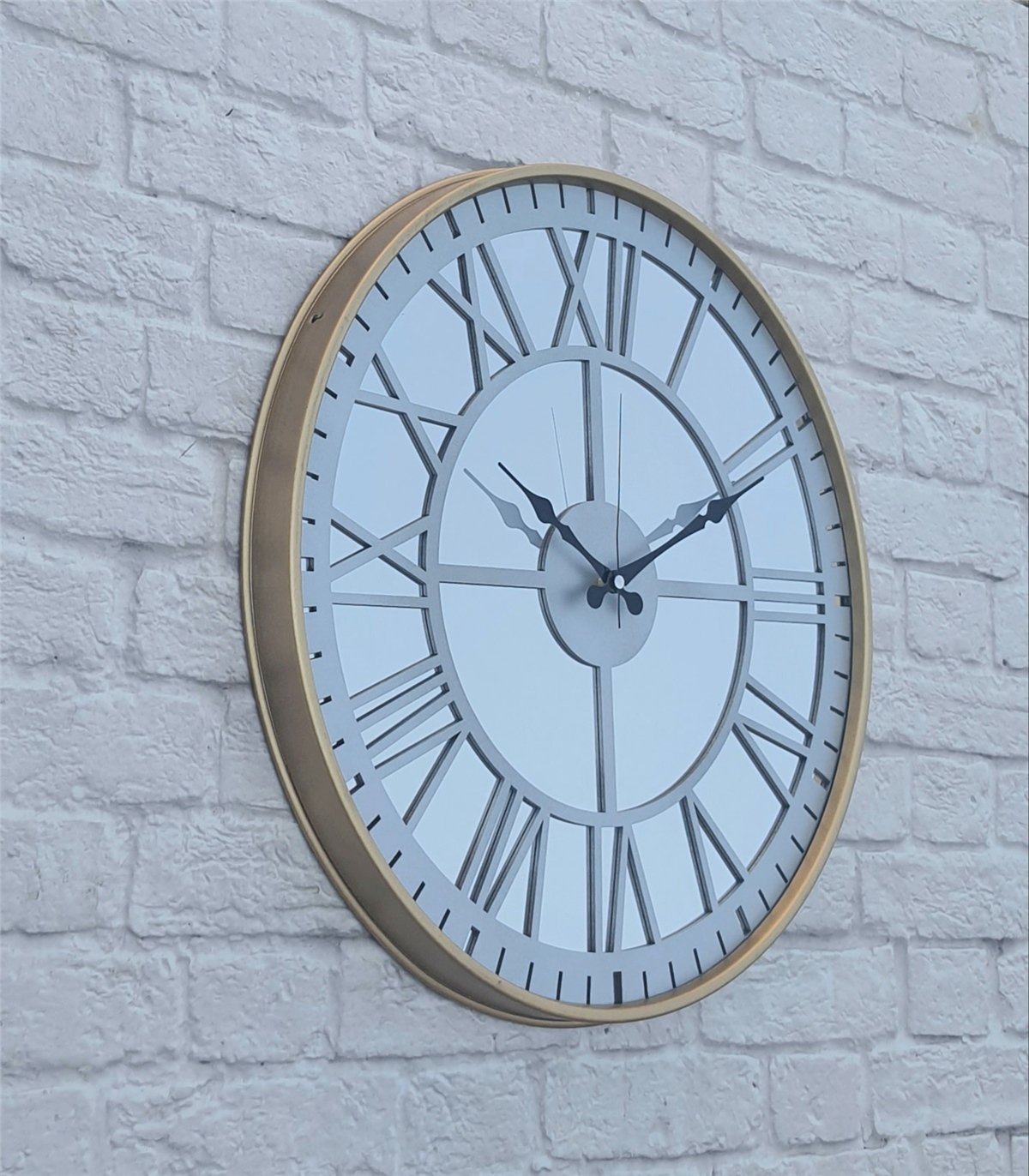 Markakanvas Altın (GOLD) Renk Metal Kasalı Aynalı Duvar Saati Çap 40 cm - Çap 50 cm