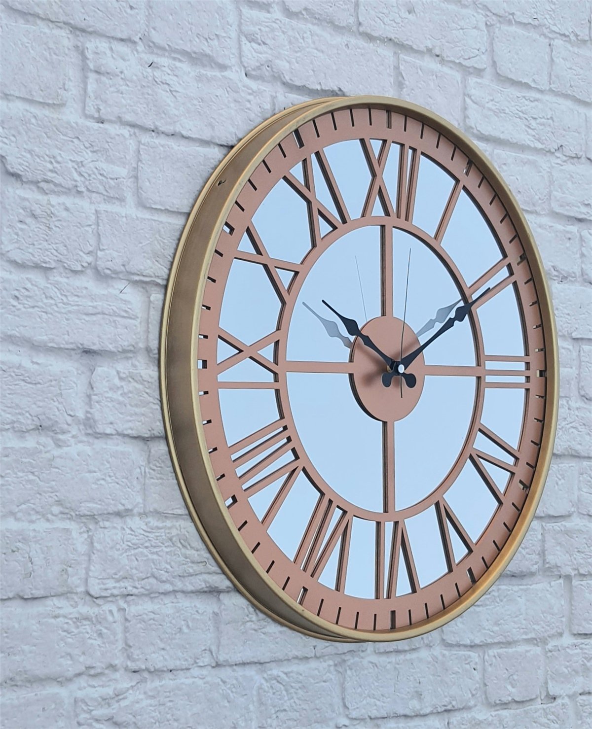Markakanvas Altın (GOLD) Renk Metal Kasalı Aynalı Duvar Saati Çap 40 cm - Çap 50 cm