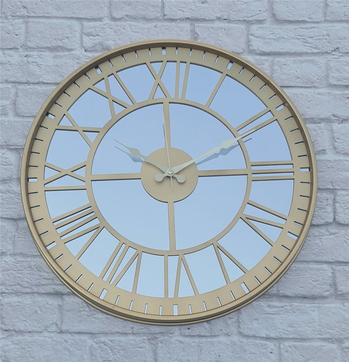 Markakanvas Altın (GOLD) Renk Metal Kasalı Aynalı Duvar Saati Çap 40 cm - Çap 50 cm