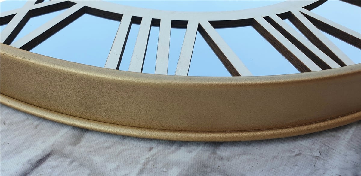 Markakanvas Altın (GOLD) Renk Metal Kasalı Aynalı Duvar Saati Çap 40 cm - Çap 50 cm