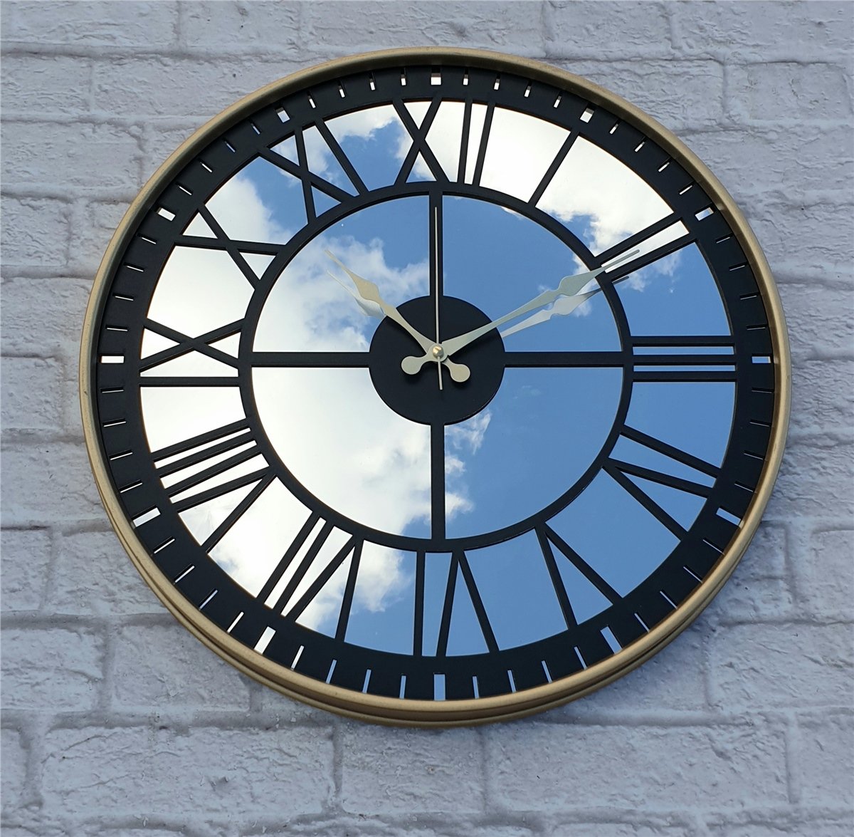 Markakanvas Altın (GOLD) Renk Metal Kasalı Aynalı Duvar Saati Çap 40 cm - Çap 50 cm