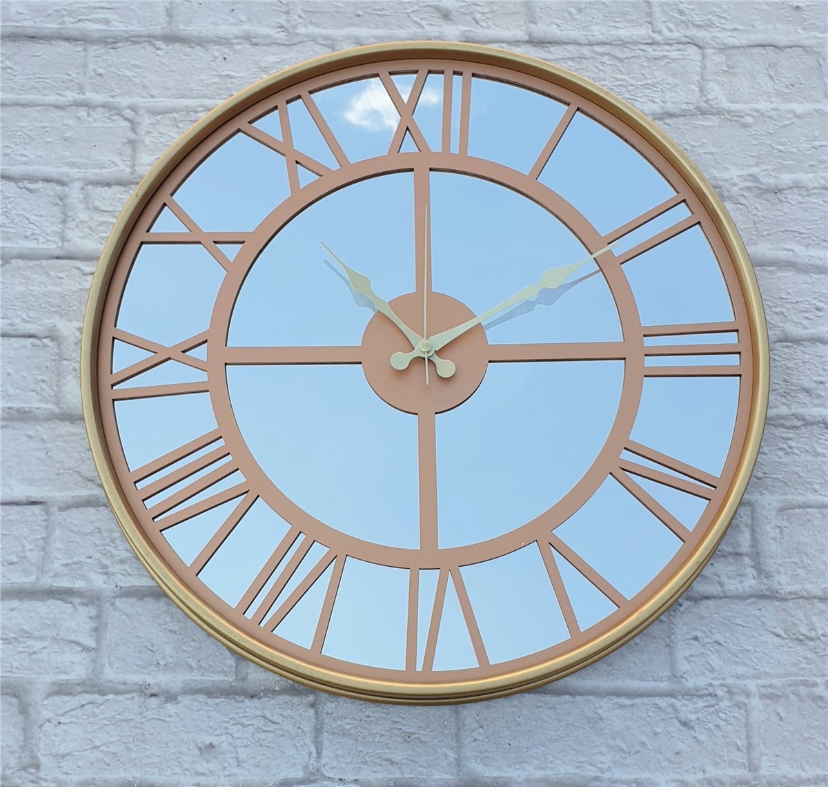 Markakanvas Altın (GOLD) Renk Metal Kasalı Aynalı Duvar Saati Çap 40 cm - Çap 50 cm