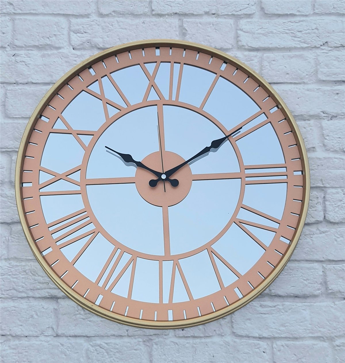 Markakanvas Altın (GOLD) Renk Metal Kasalı Aynalı Duvar Saati Çap 40 cm - Çap 50 cm