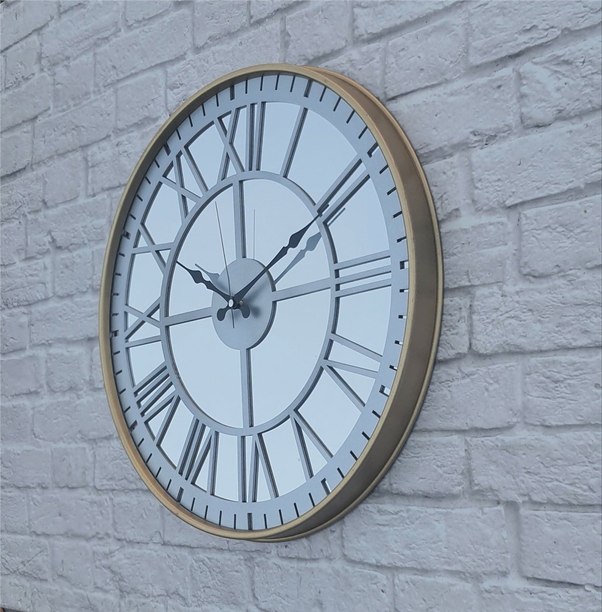 Markakanvas Altın (GOLD) Renk Metal Kasalı Aynalı Duvar Saati Çap 40 cm - Çap 50 cm